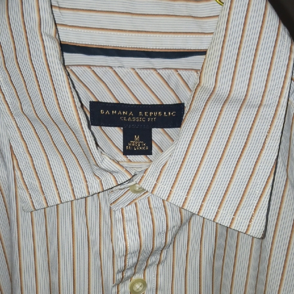 Banana Republic Men's Striped Shirt - Brown and White - Picture 1 of 4
